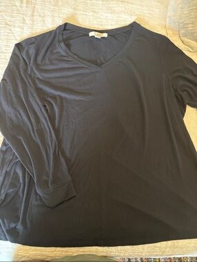 Sejour Black V-Neck Long Sleeve Top